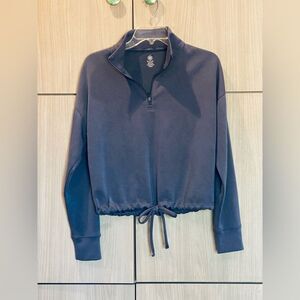 Gaiam Hudson Sweatshirt Medium M Indigo Blue Cinched Mock Neck GUC